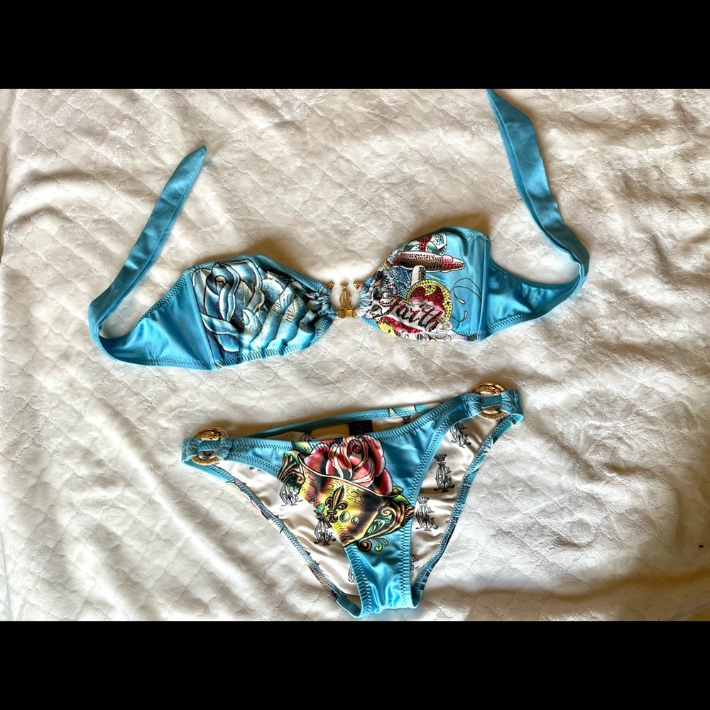 Vintage Ed hardy glitter bikini
